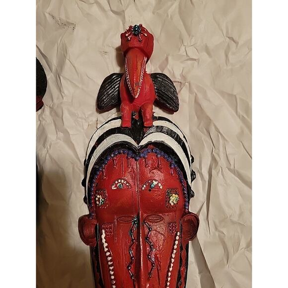 2 Design Toscano Masks Of The Congo African Wall Sculptures Bullhead & Toucan - Picture 6 of 10